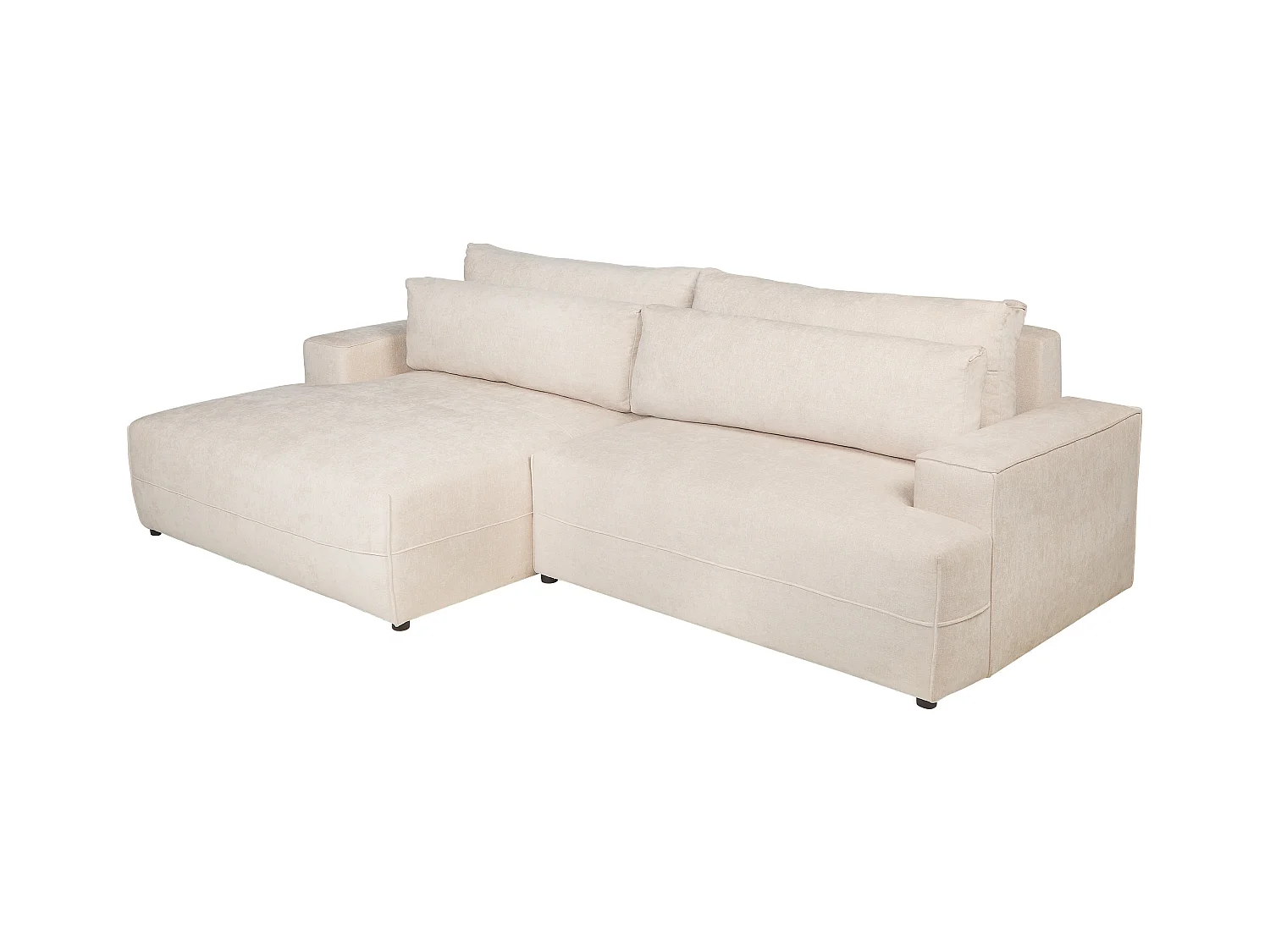 Canapé d'angle gauche convertible en tissu texturé beige BREGLIO