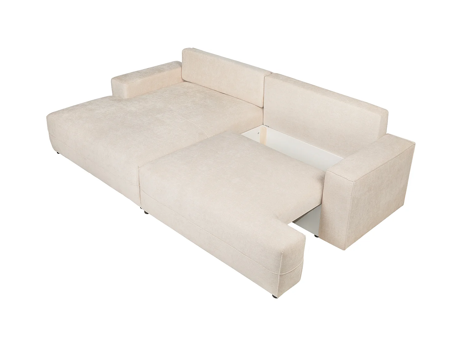 Canapé d'angle gauche convertible en tissu texturé beige BREGLIO