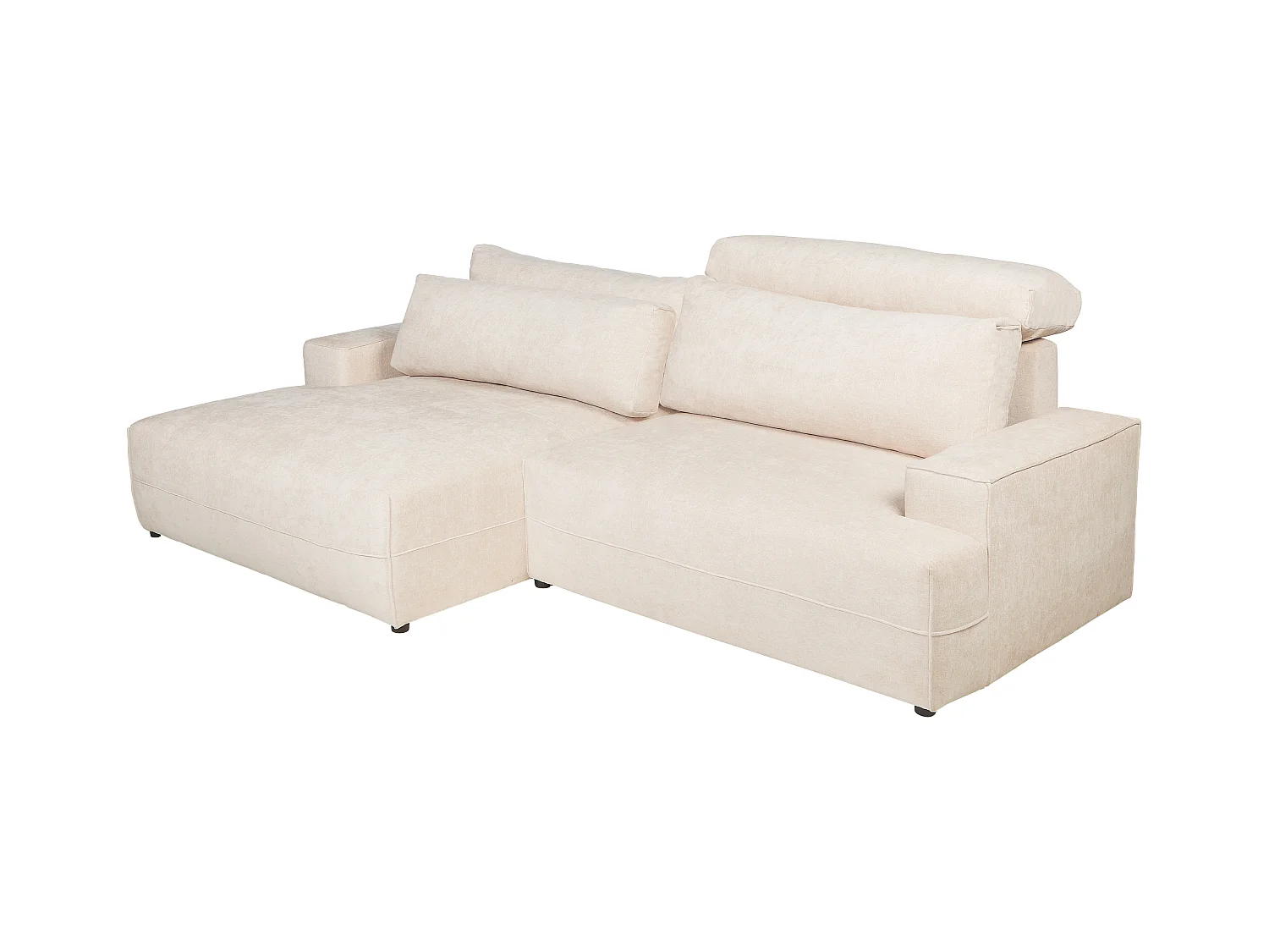 Canapé d'angle gauche convertible en tissu texturé beige BREGLIO