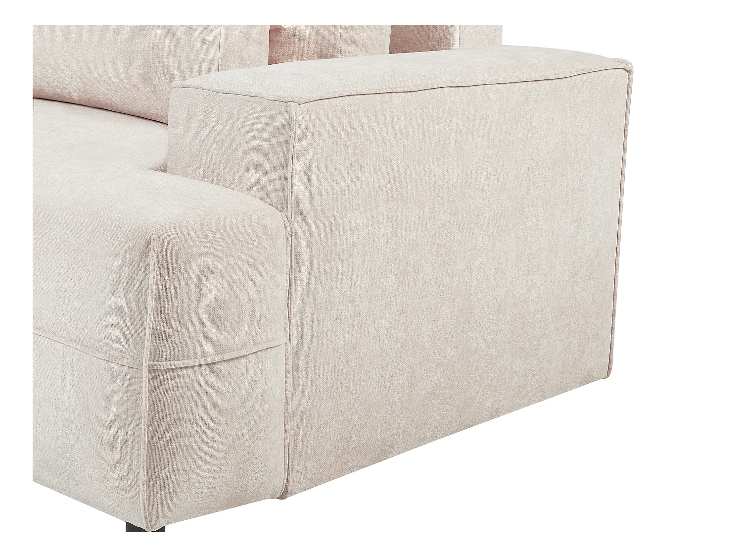 Canapé d'angle gauche convertible en tissu texturé beige BREGLIO