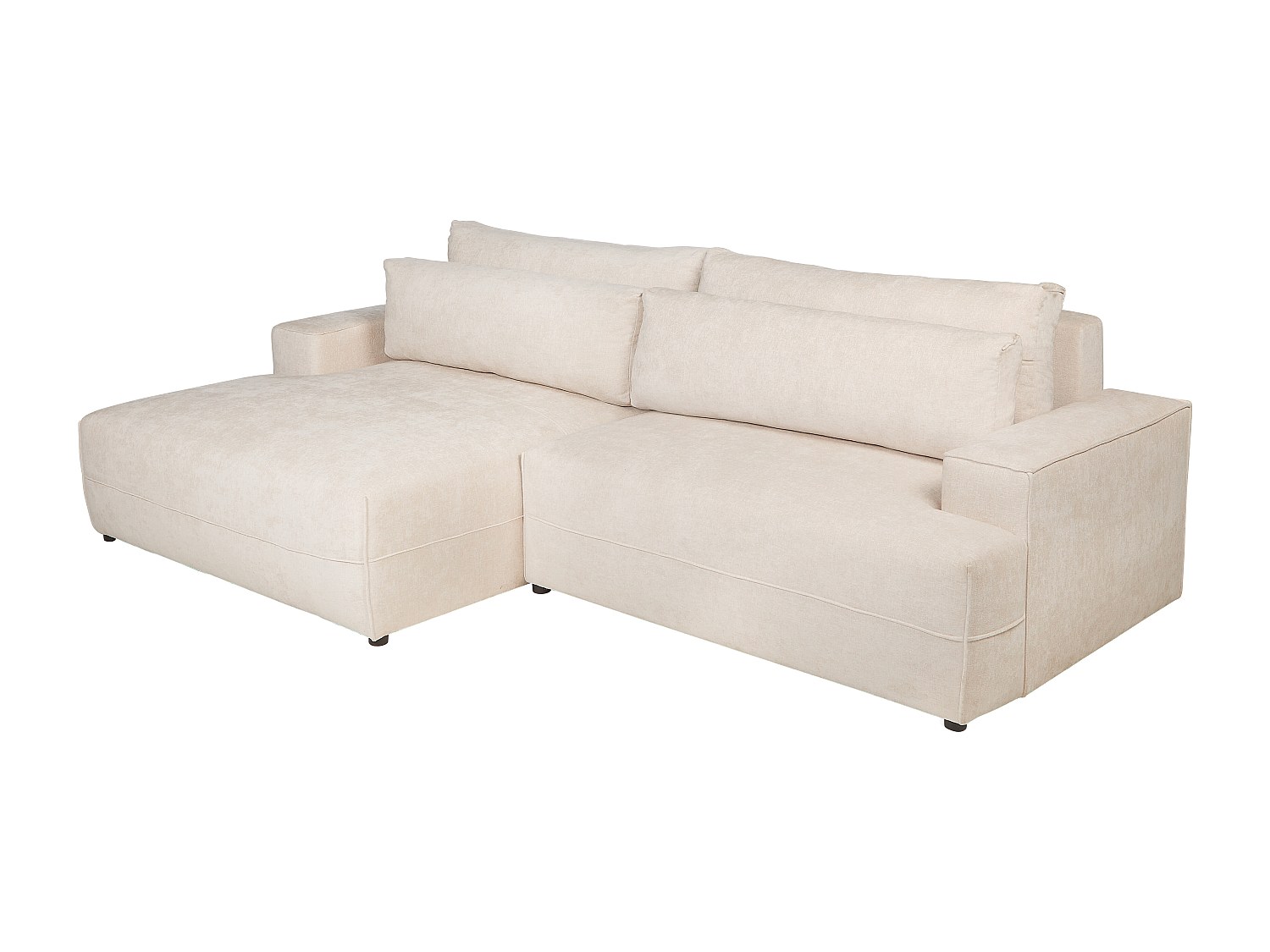 Ecksofa mit Schlaffunktion - Ecke links - Strukturstoff - Beige - BREGLIO günstig online kaufen