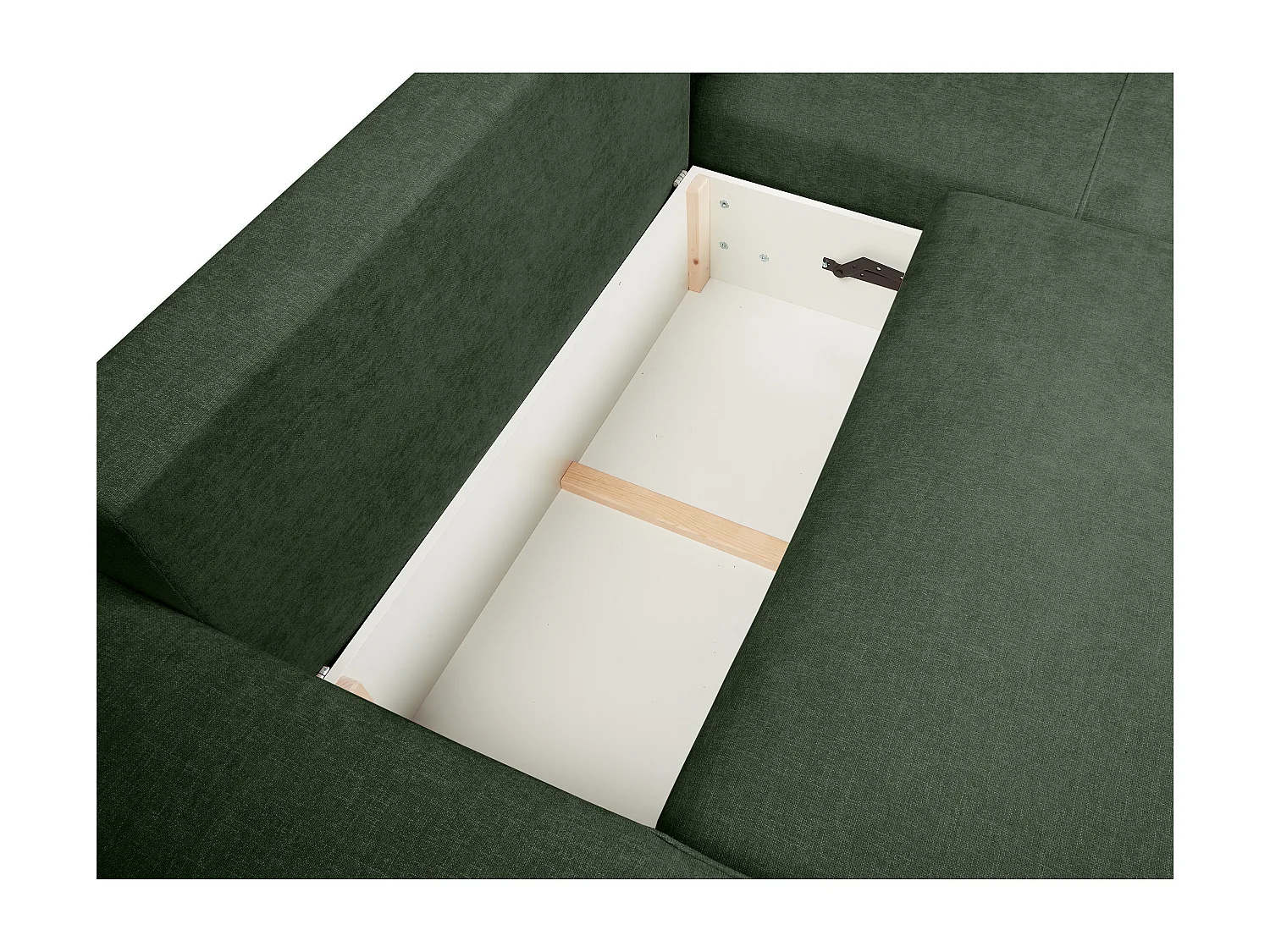 Höger bäddsoffa i grön texturerad textil BREGLIO