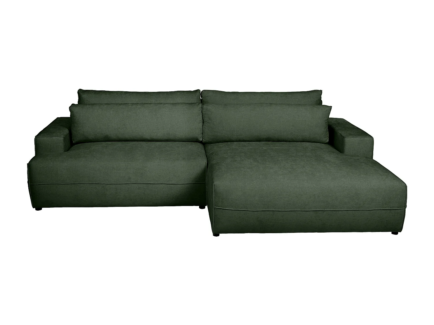 Höger bäddsoffa i grön texturerad textil BREGLIO