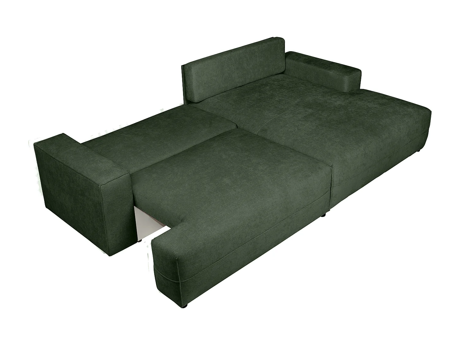 Höger bäddsoffa i grön texturerad textil BREGLIO