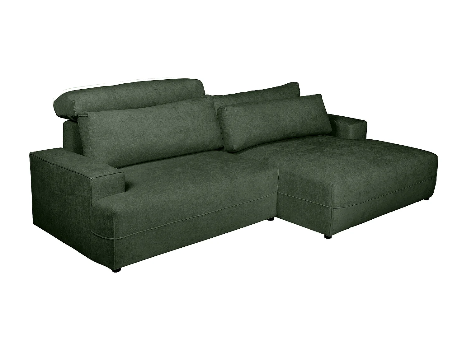 Höger bäddsoffa i grön texturerad textil BREGLIO