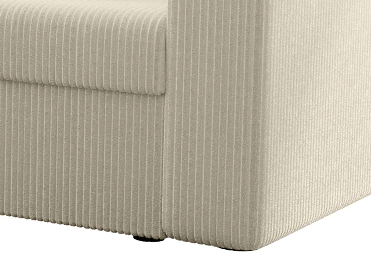 Omkeerbare hoekslaapbank van beige ribfluweel ONABIA