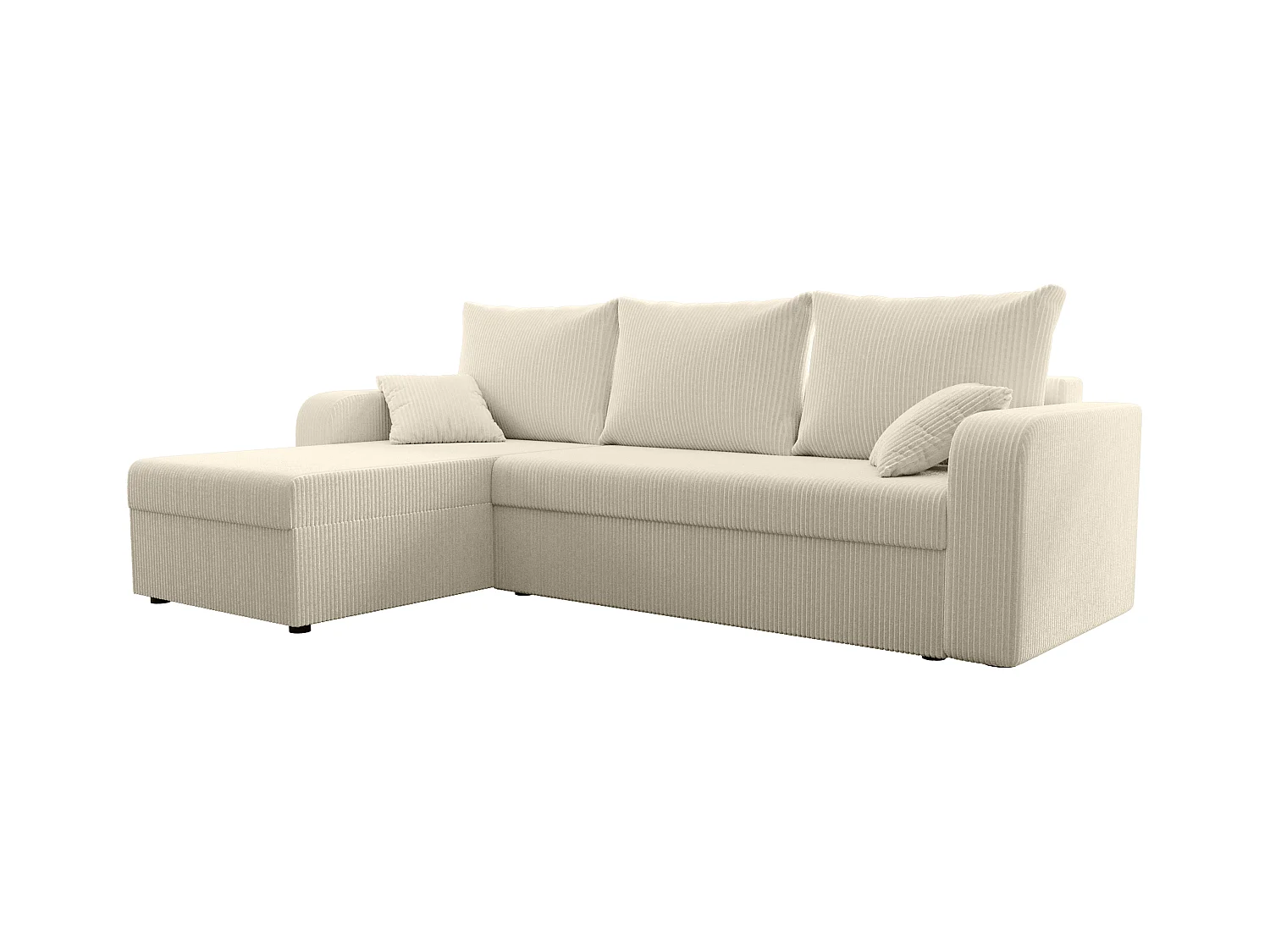 Canapé d'angle convertible et réversible en velours côtelé beige ONABIA