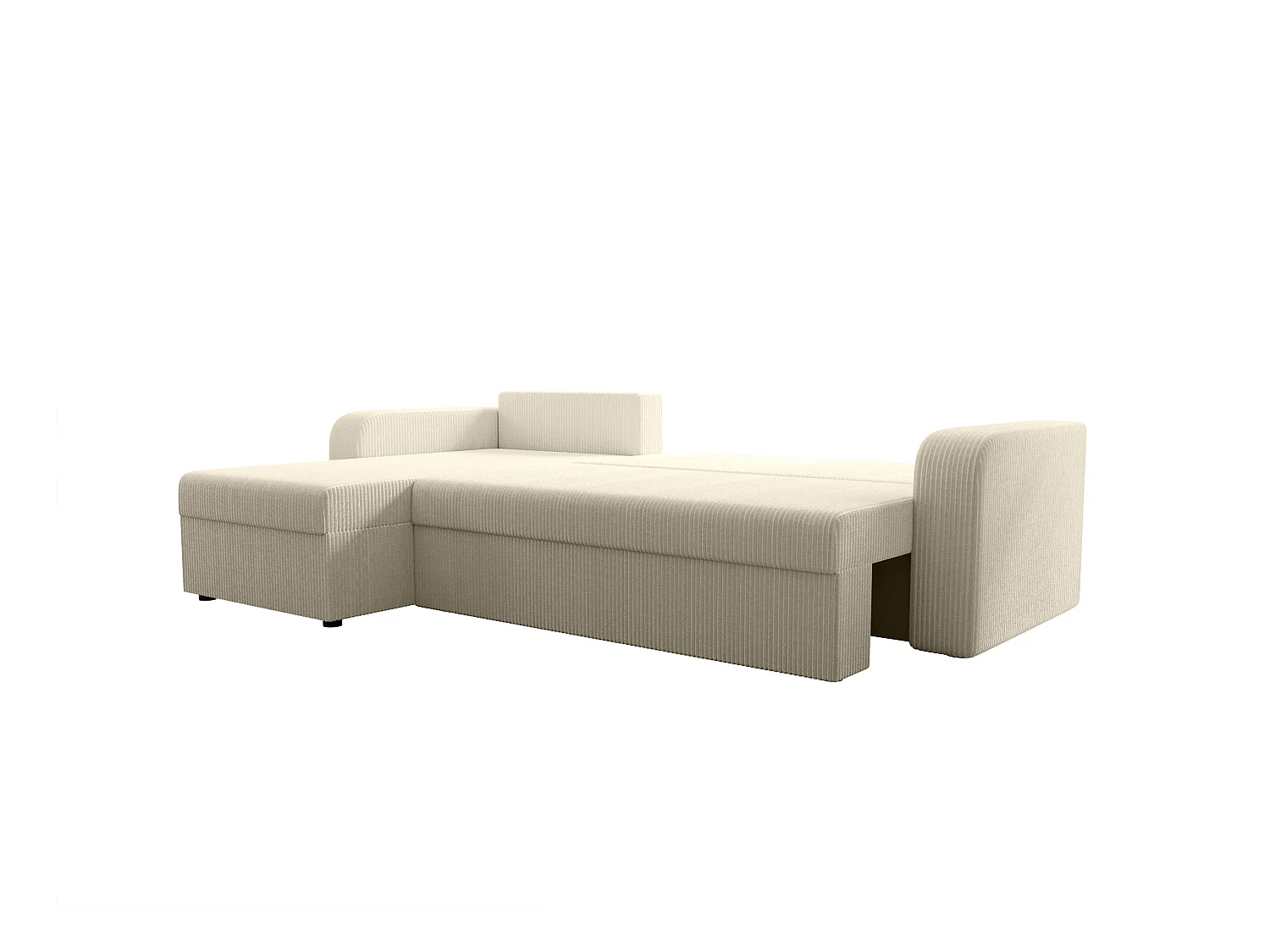 Canapé d'angle convertible et réversible en velours côtelé beige ONABIA