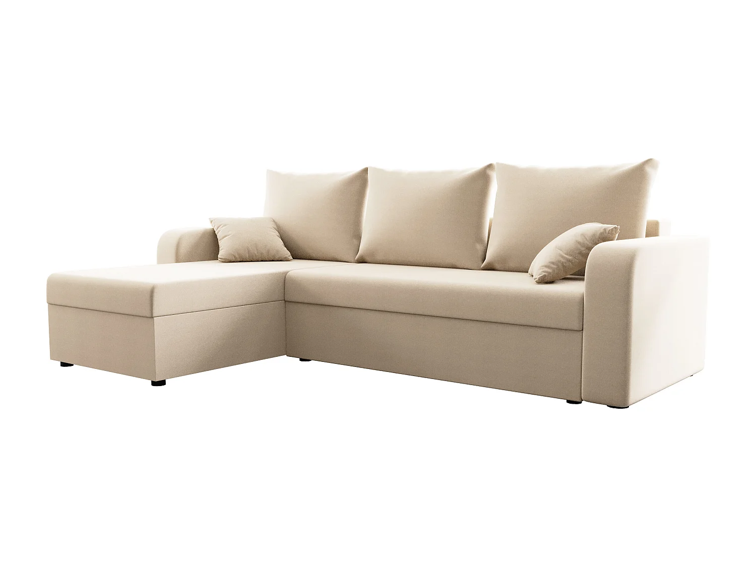 Canapé d'angle convertible et réversible en tissu beige ONABIA