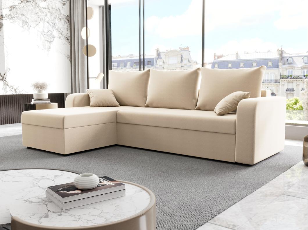 Divano letto angolare e reversibile in Tessuto Beige - ONABIA