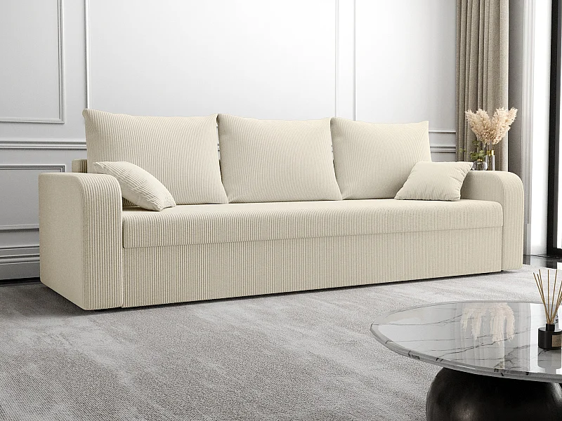 Sofa 3-Sitzer mit Schlaffunktion - Cord - Beige - ONABIA