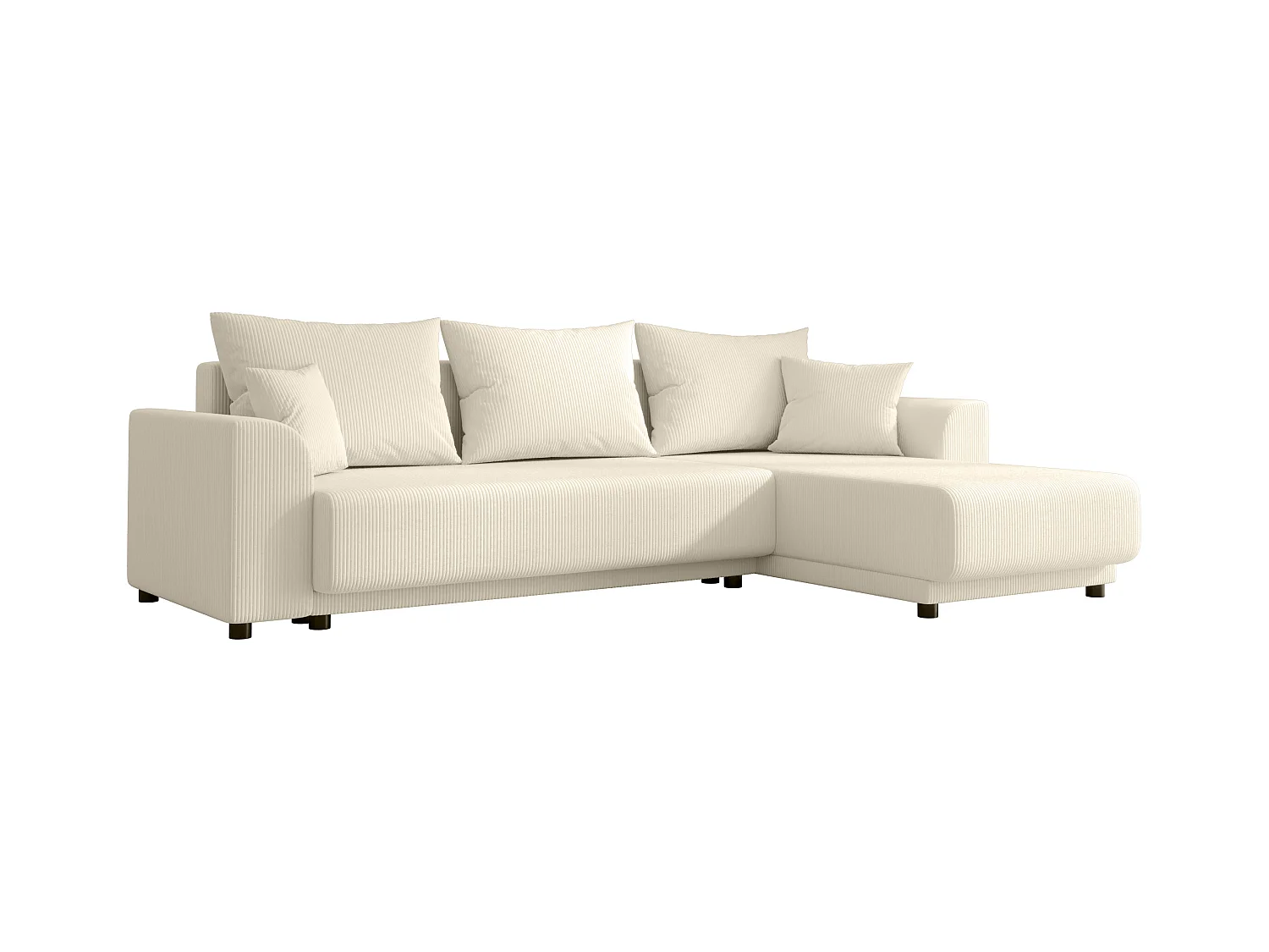 Canapé d'angle convertible et réversible en velours côtelé beige NESSARO