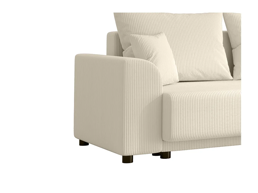 Canapé d'angle convertible et réversible en velours côtelé beige NESSARO