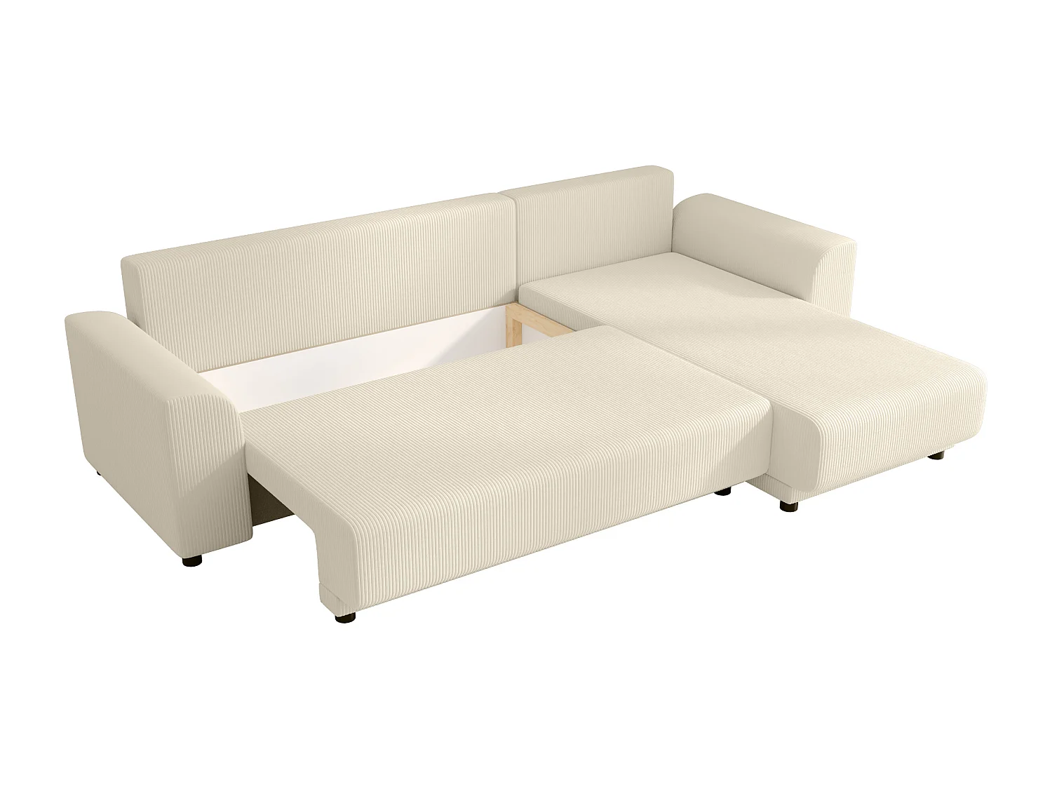 Canapé d'angle convertible et réversible en velours côtelé beige NESSARO