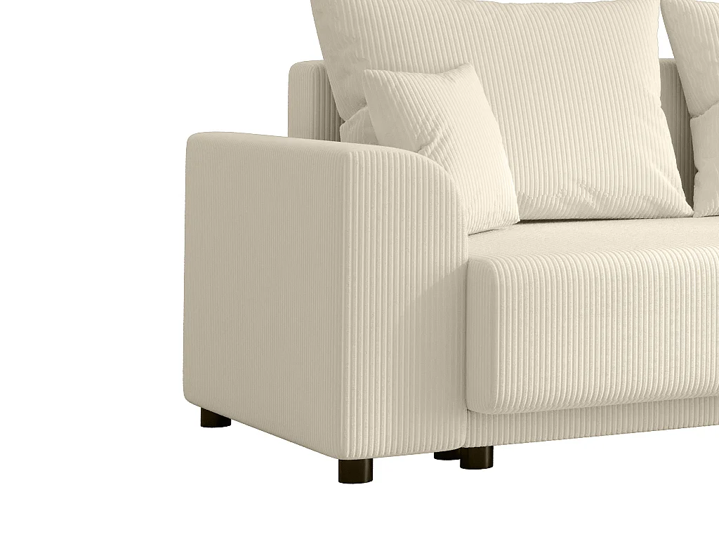 Canapé d'angle convertible et réversible en velours côtelé beige NESSARO