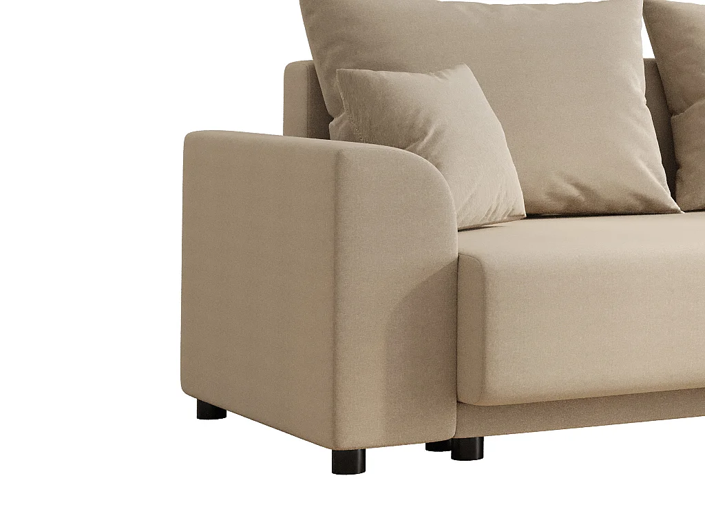 Kanapa narożna dwustronna rozkładana z beżową tapicerką - NESSARO