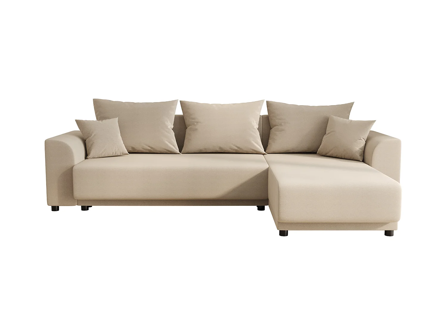 Ecksofa mit Schlaffunktion - Ecke wechselbar - Stoff - Beige - NESSARO