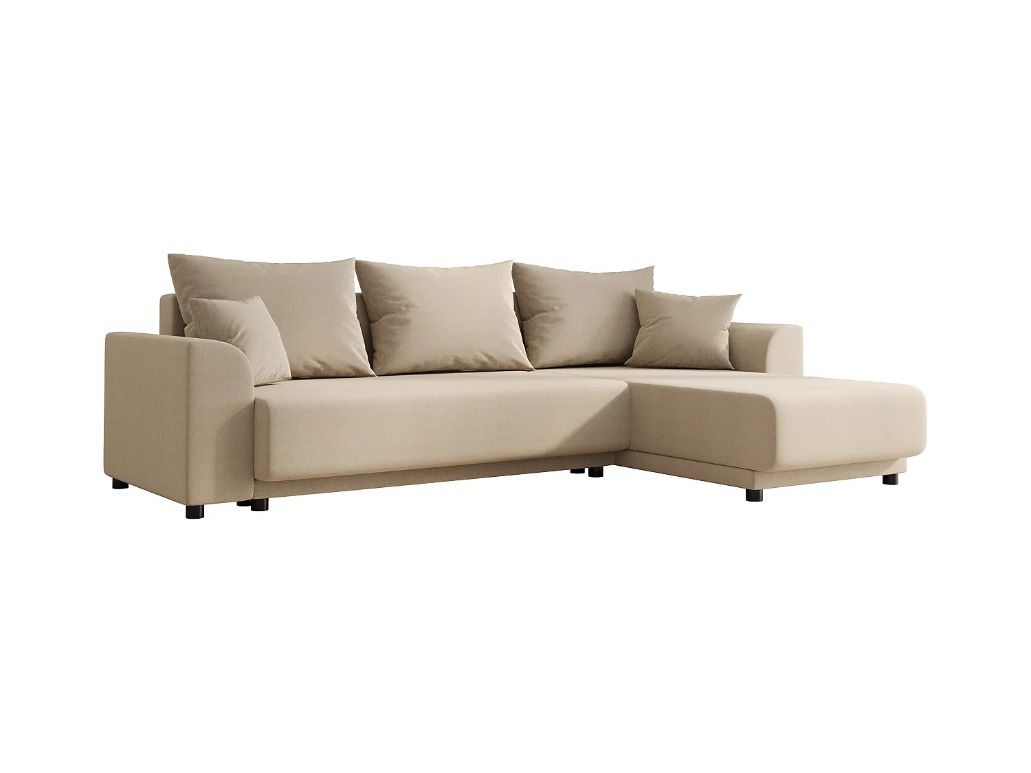 Ecksofa mit Schlaffunktion - Ecke wechselbar - Stoff - Beige - NESSARO