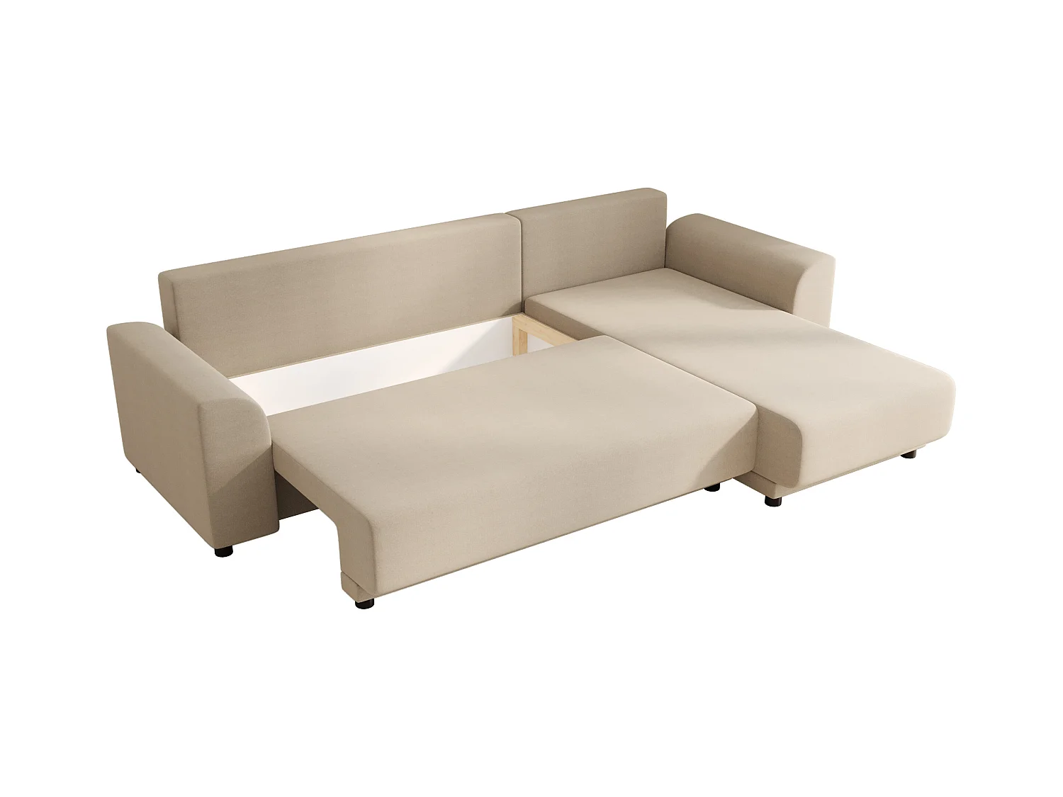 Ecksofa mit Schlaffunktion - Ecke wechselbar - Stoff - Beige - NESSARO