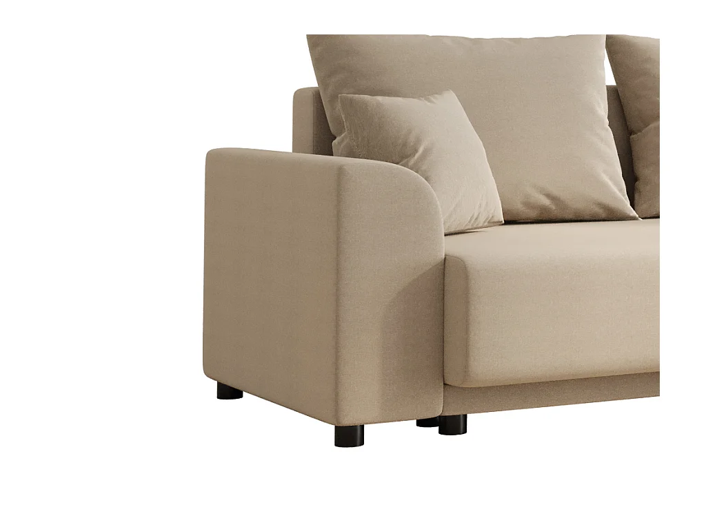 Ecksofa mit Schlaffunktion - Ecke wechselbar - Stoff - Beige - NESSARO