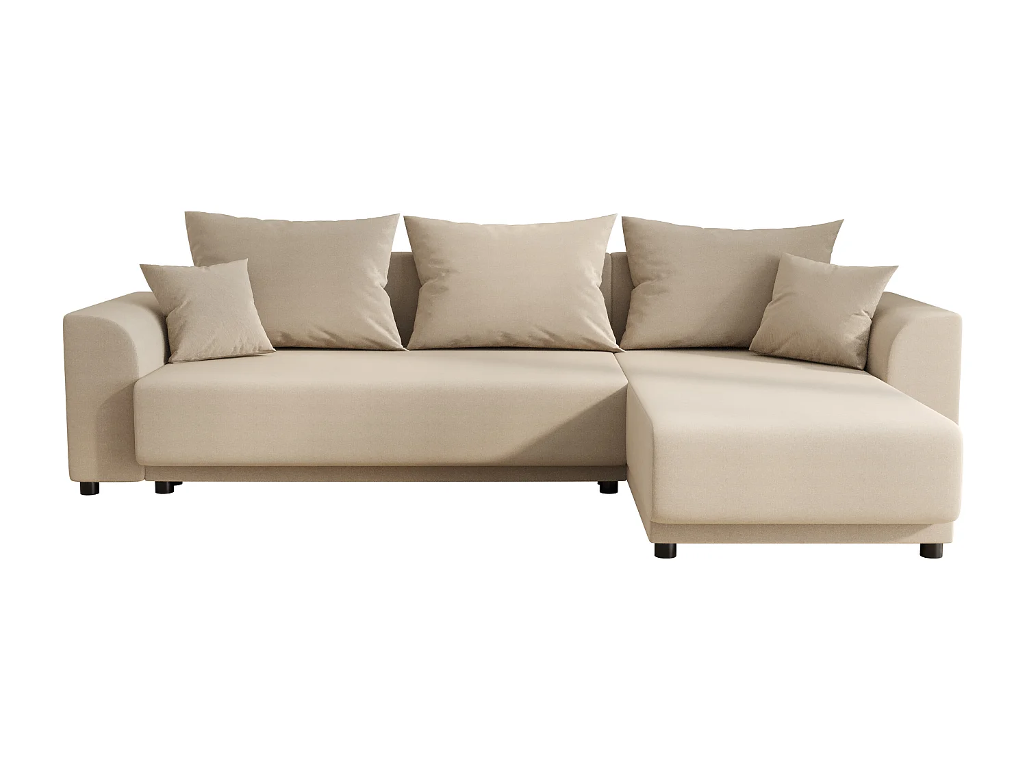 Canapé d'angle convertible et réversible en tissu beige NESSARO