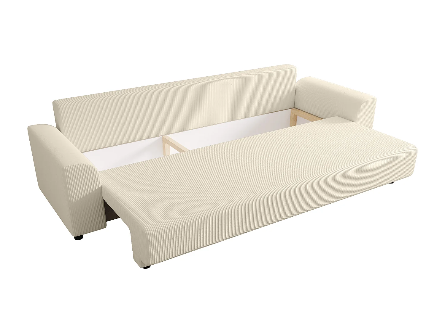 Canapé 3 places convertible en velours côtelé beige NESSARO