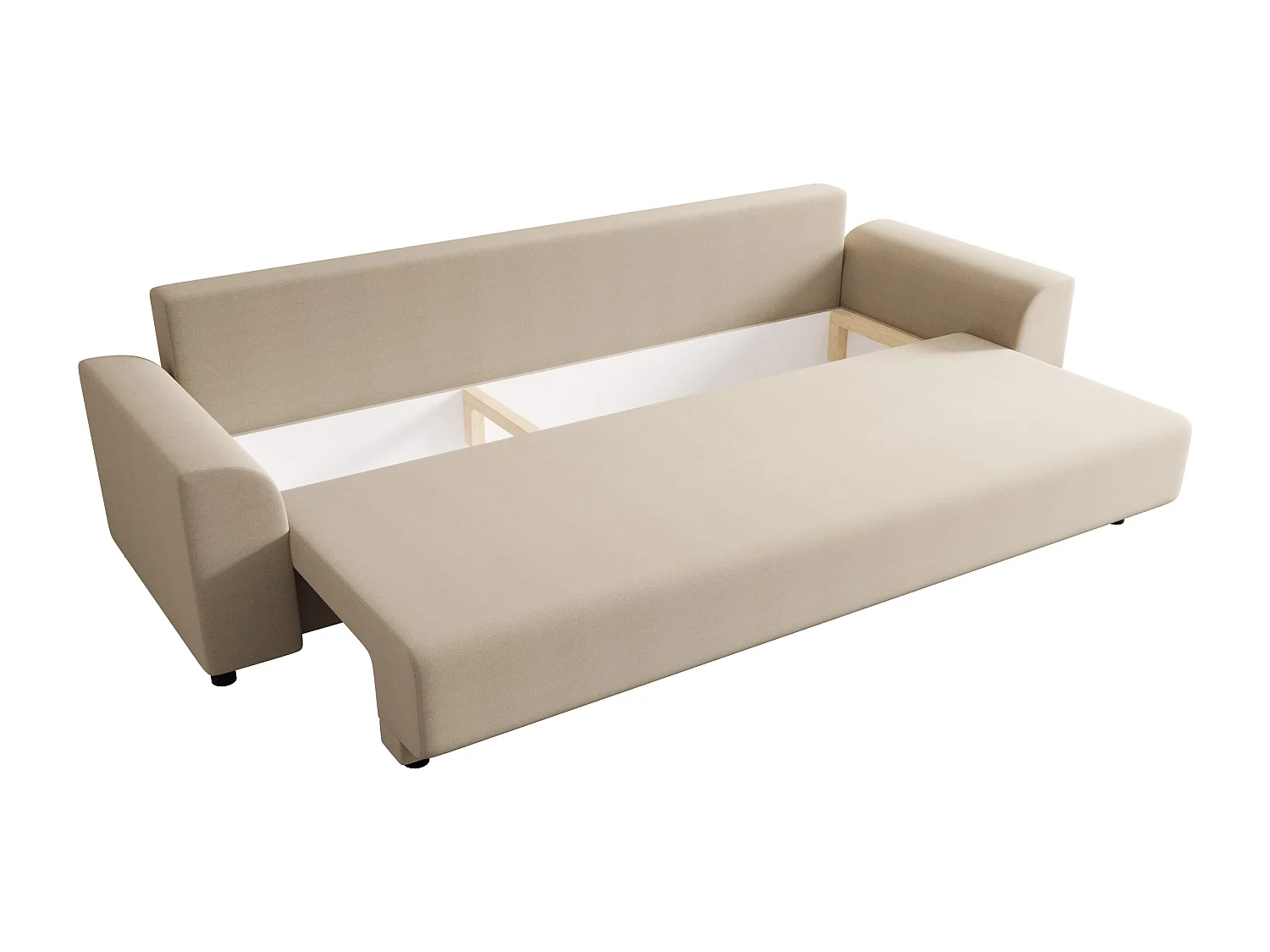 Canapé 3 places convertible en tissu beige NESSARO