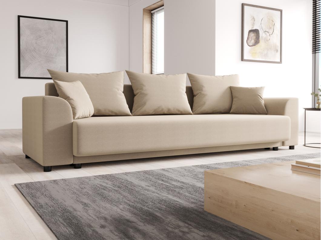 Divano letto 3 posti in Tessuto Beige - NESSARO