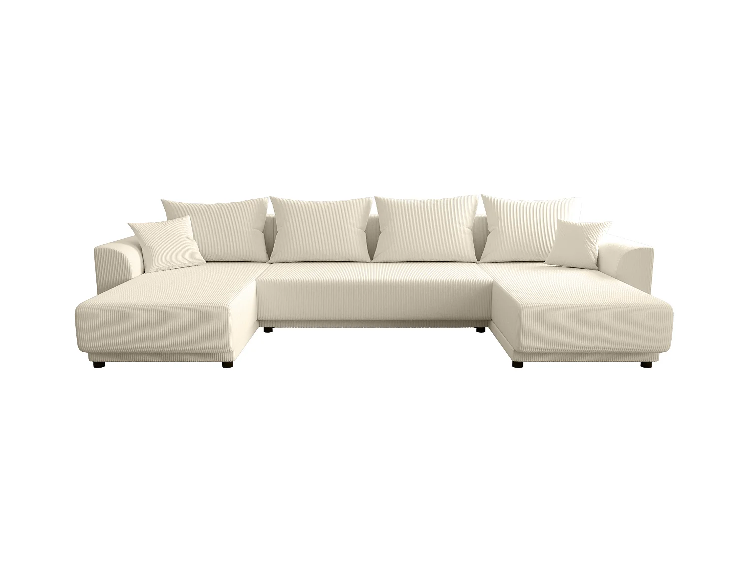 Wohnlandschaft mit Schlaffunktion - Cord - Beige - NESSARO