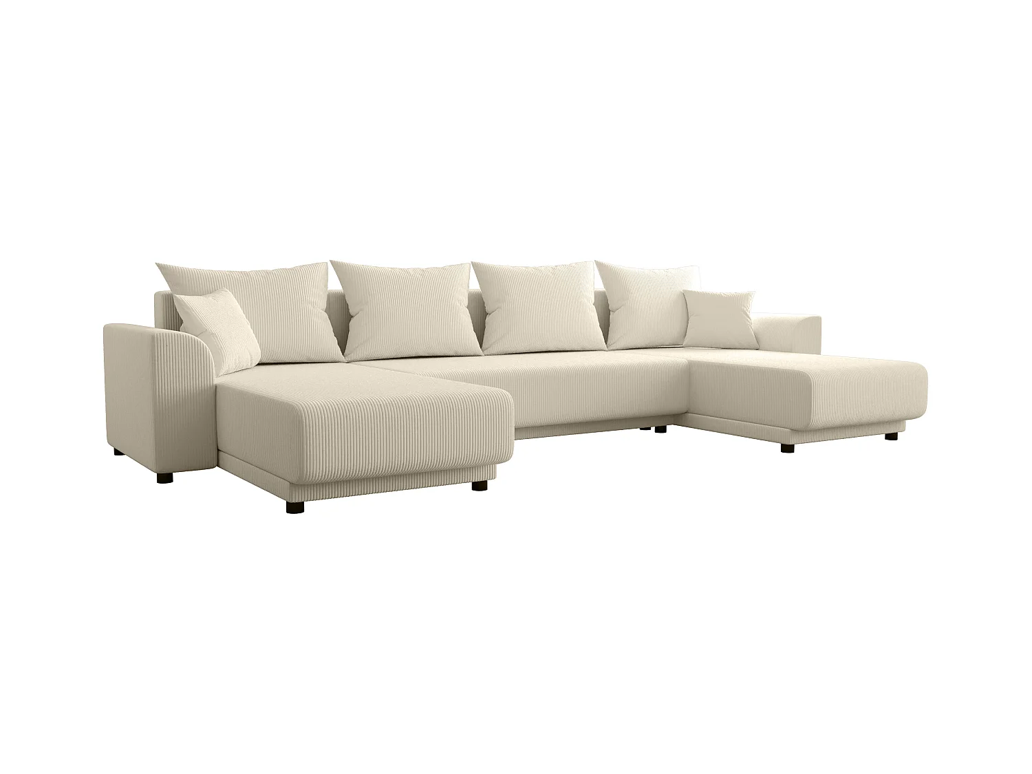 Wohnlandschaft mit Schlaffunktion - Cord - Beige - NESSARO