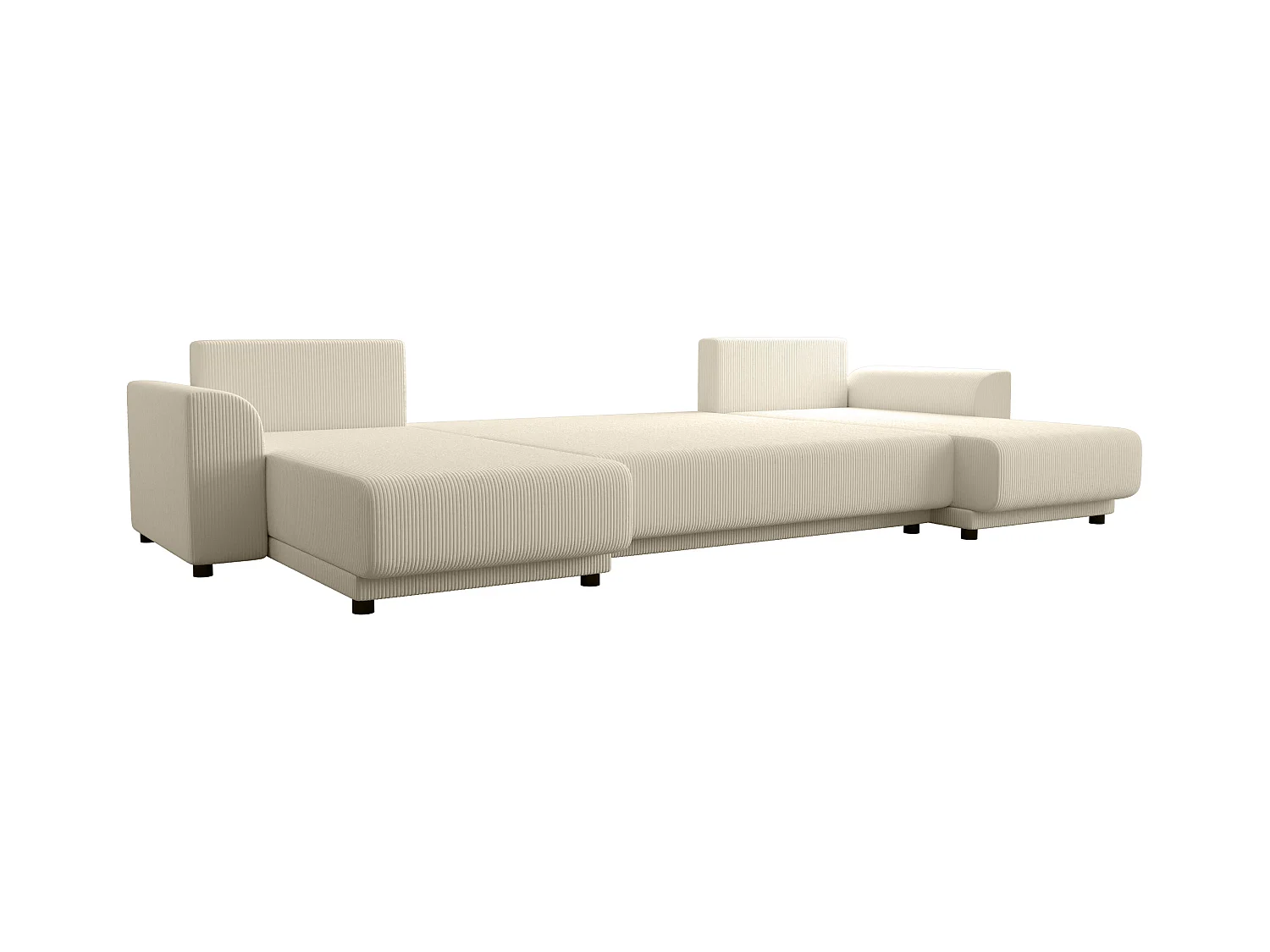 Wohnlandschaft mit Schlaffunktion - Cord - Beige - NESSARO