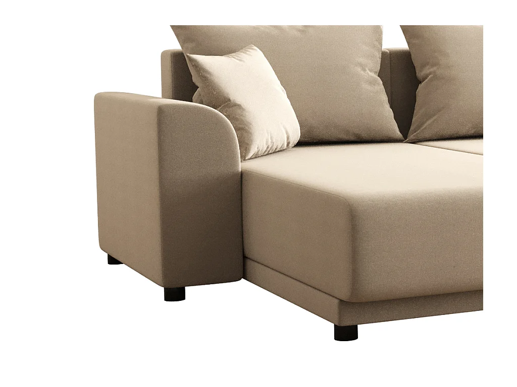 Kanapa narożna wieloosobowa rozkładana z beżową tapicerką - NESSARO