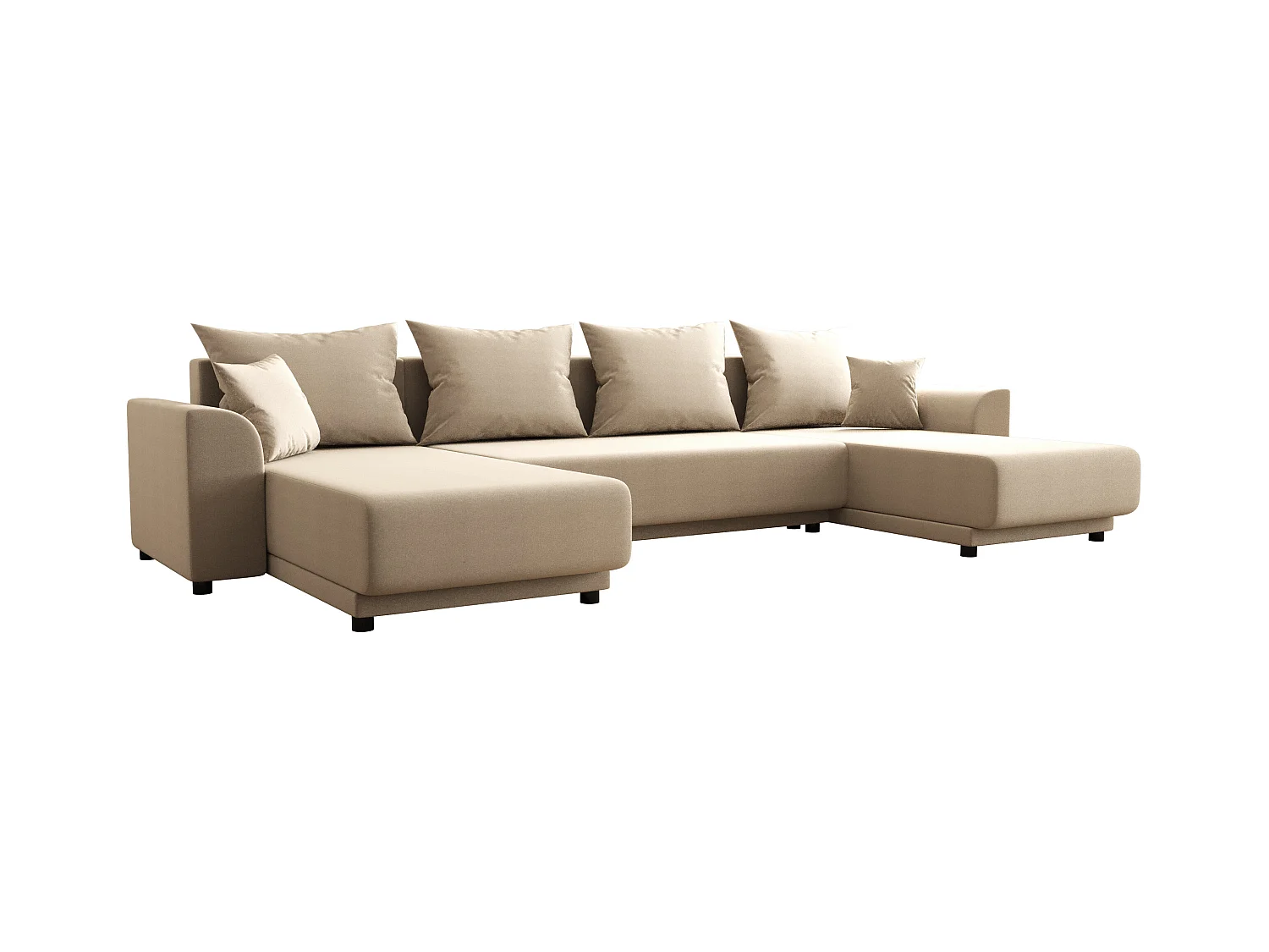 Brede hoekslaapbank van beige stof NESSARO