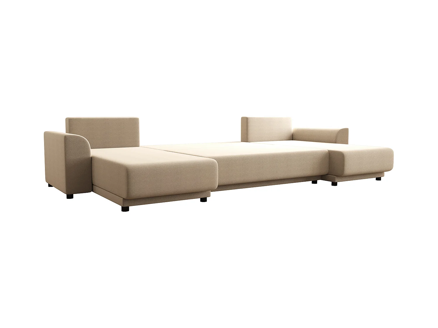 Brede hoekslaapbank van beige stof NESSARO