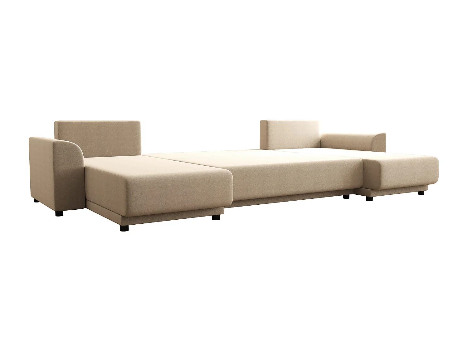Canapé d'angle panoramique convertible en tissu beige NESSARO