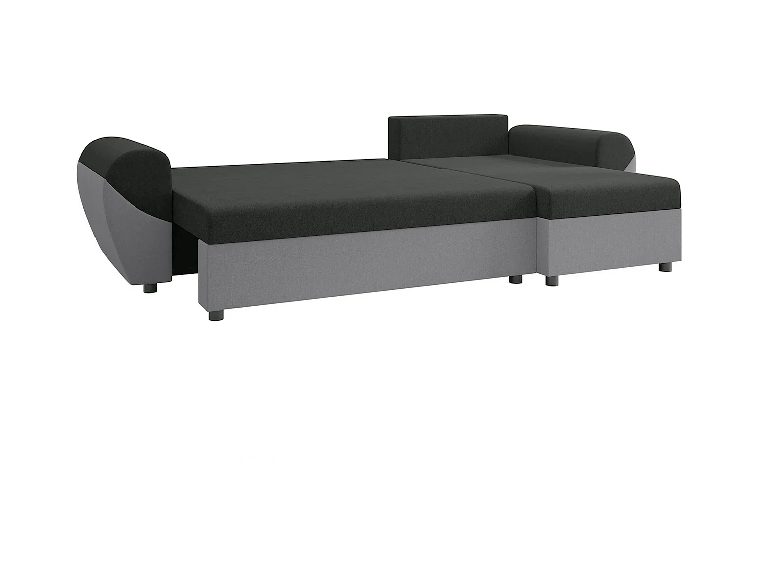 Canapé d'angle convertible et réversible en tissu noir et gris LIERNO