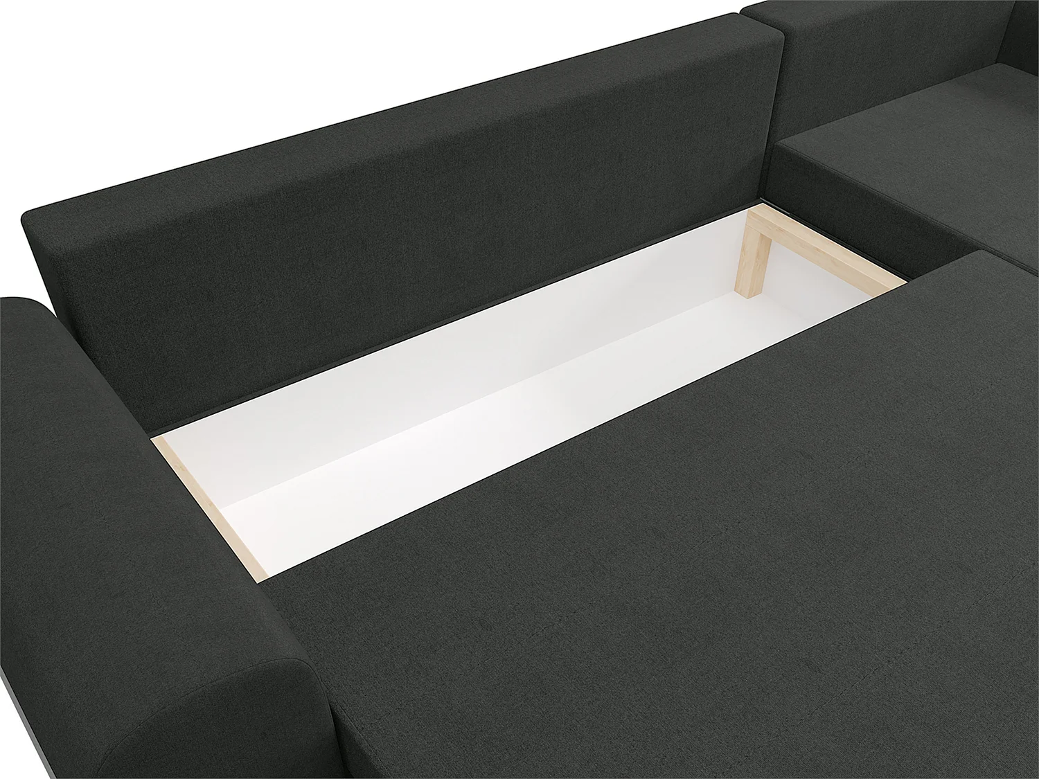 Canapé d'angle convertible et réversible en tissu noir et gris LIERNO