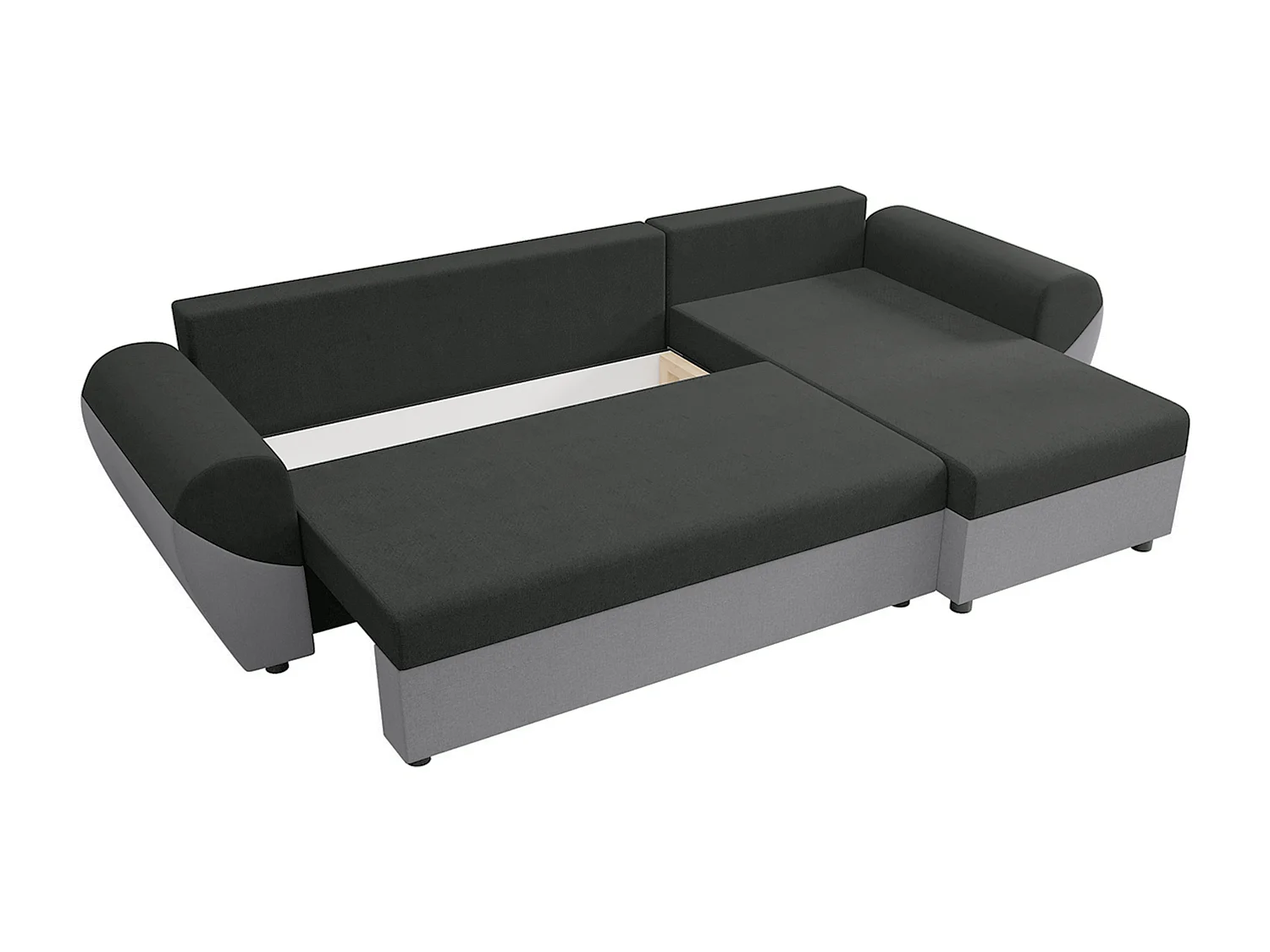 Canapé d'angle convertible et réversible en tissu noir et gris LIERNO