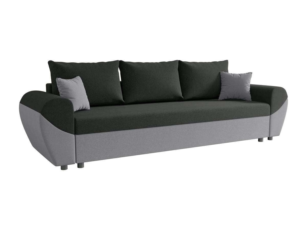 Sofa mit Schlaffunktion 3-Sitzer - Stoff - Schwarz & Grau - LIERNO günstig online kaufen