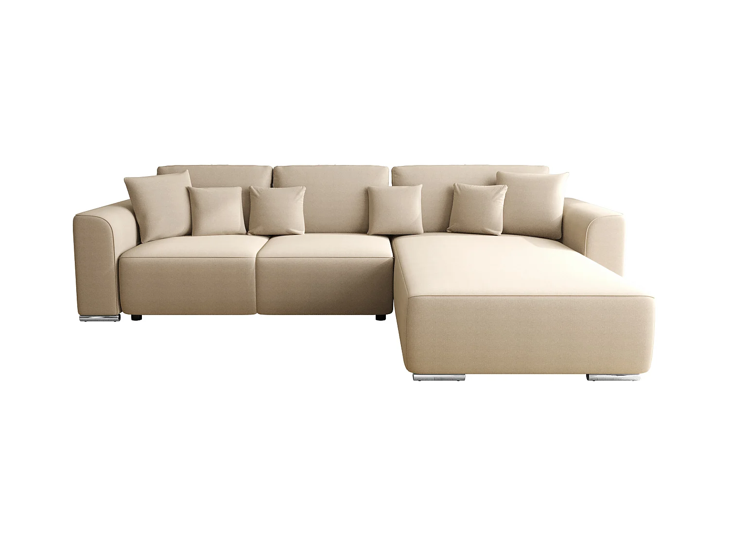 Ecksofa mit Schlaffunktion - Ecke wechselbar - Stoff - Beige - MELTANA