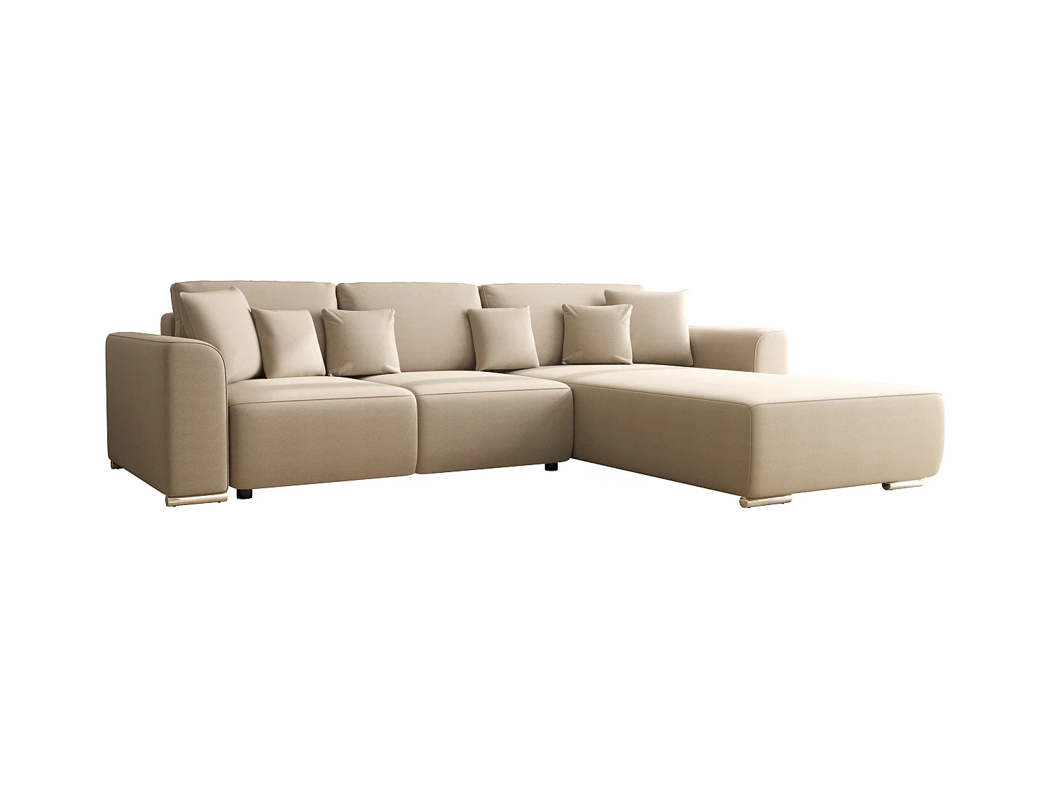 Ecksofa mit Schlaffunktion - Ecke wechselbar - Stoff - Beige - MELTANA