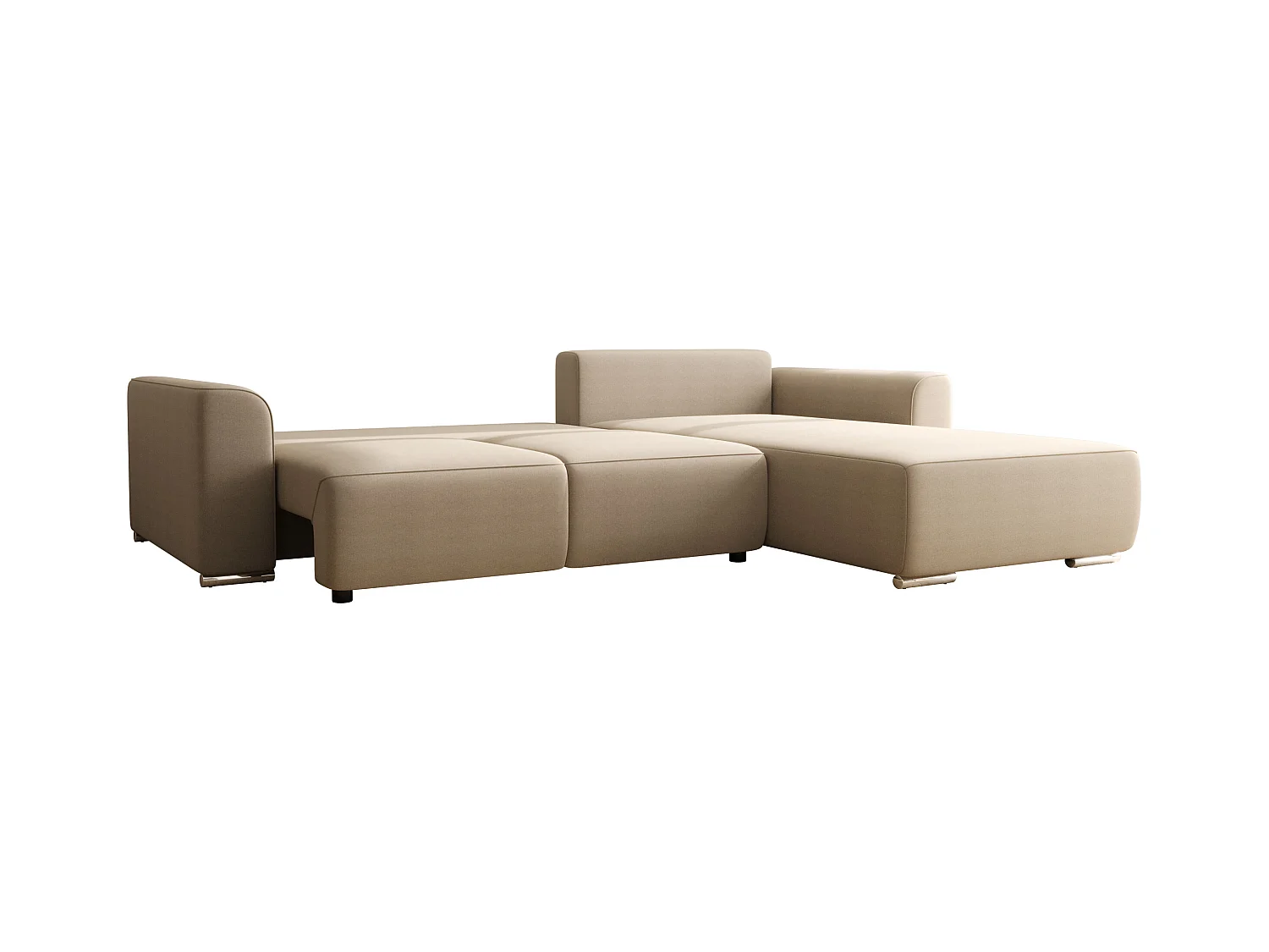 Ecksofa mit Schlaffunktion - Ecke wechselbar - Stoff - Beige - MELTANA
