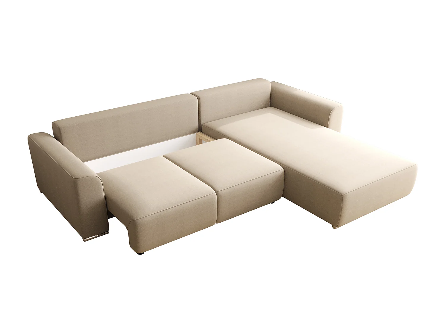 Canapé d'angle convertible et réversible en tissu beige MELTANA
