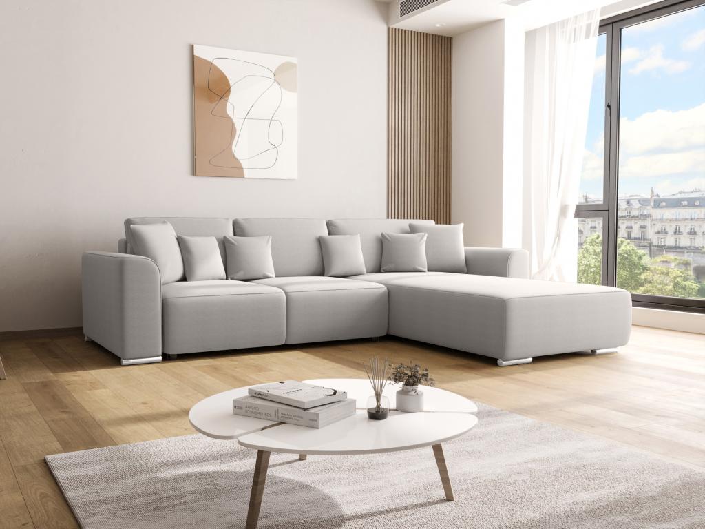 Ecksofa mit Schlaffunktion - Ecke wechselbar - Stoff - Hellgrau - MELTANA günstig online kaufen