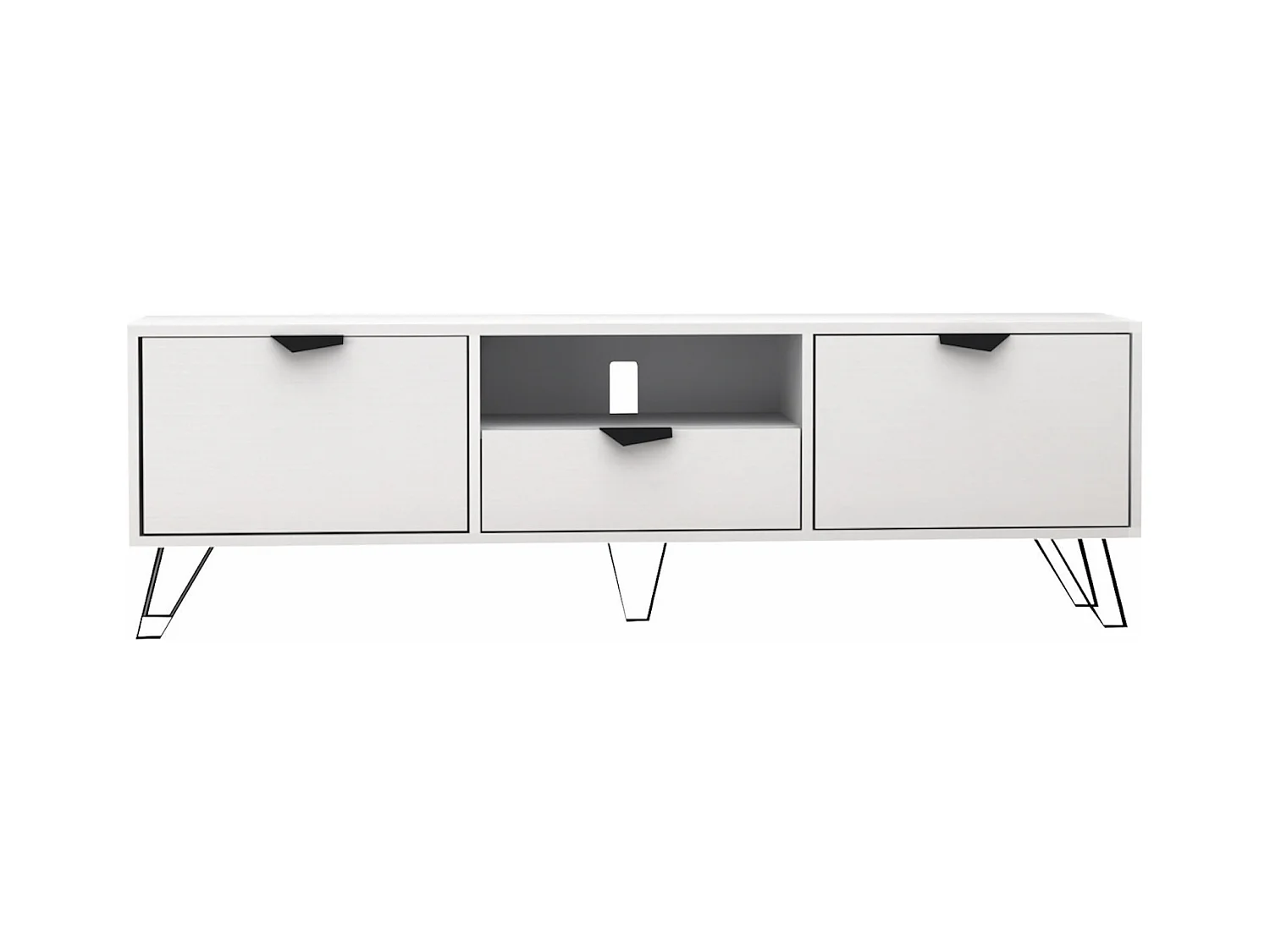 Mueble de TV con 2 puertas, 1 cajón y 1 estante - blanco y negro - CARDELIA