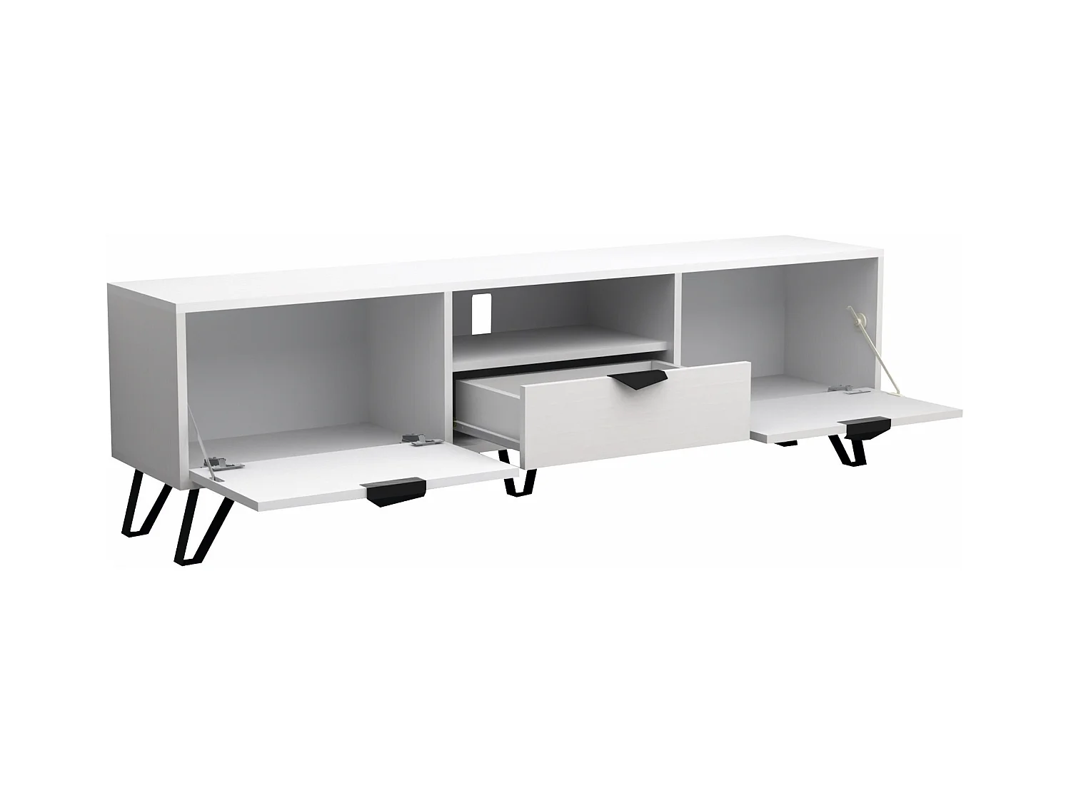 Mueble de TV con 2 puertas, 1 cajón y 1 estante - blanco y negro - CARDELIA