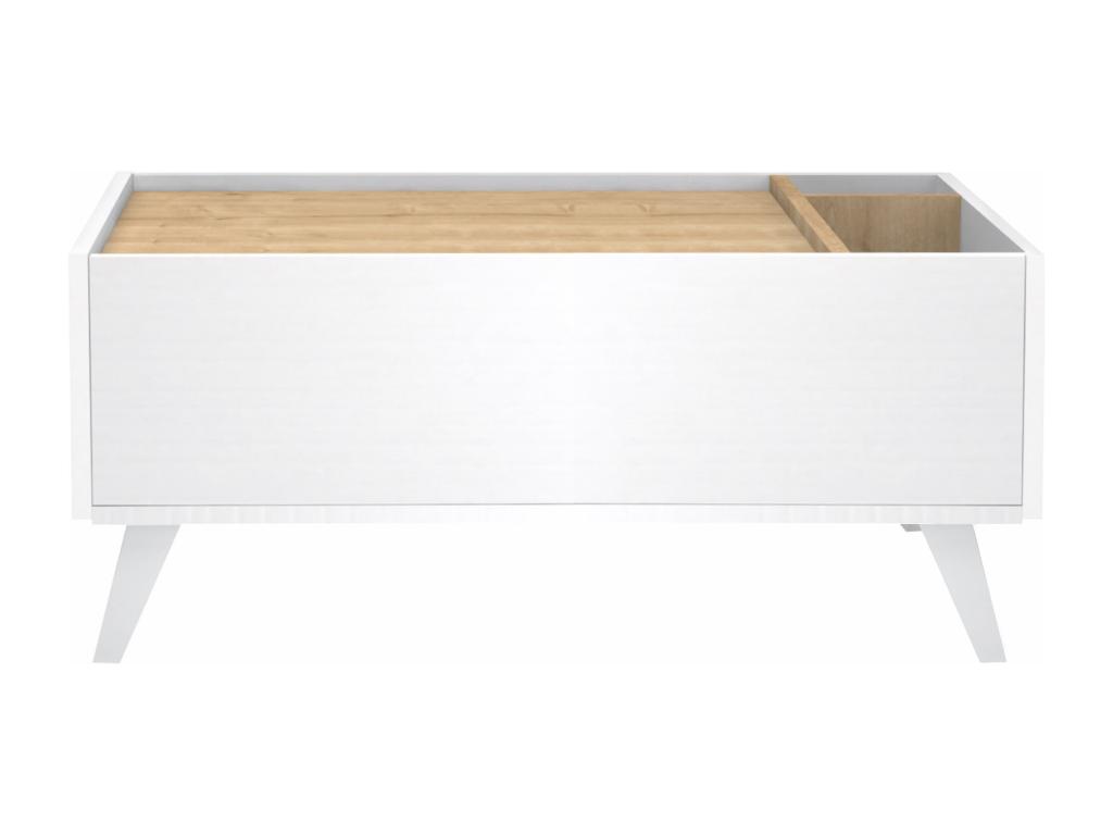 Couchtisch mit 1 Schublade & 2 Ablagefächern - Holzfarben & Weiß - ISALIA günstig online kaufen