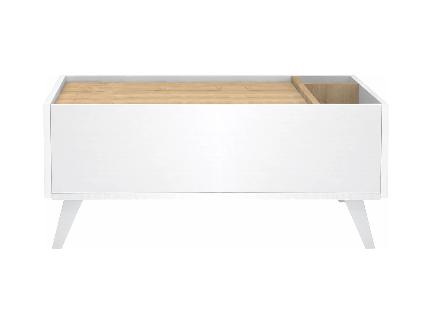 Table basse avec 1 tiroir et 2 niches - Naturel et blanc - ISALIA
