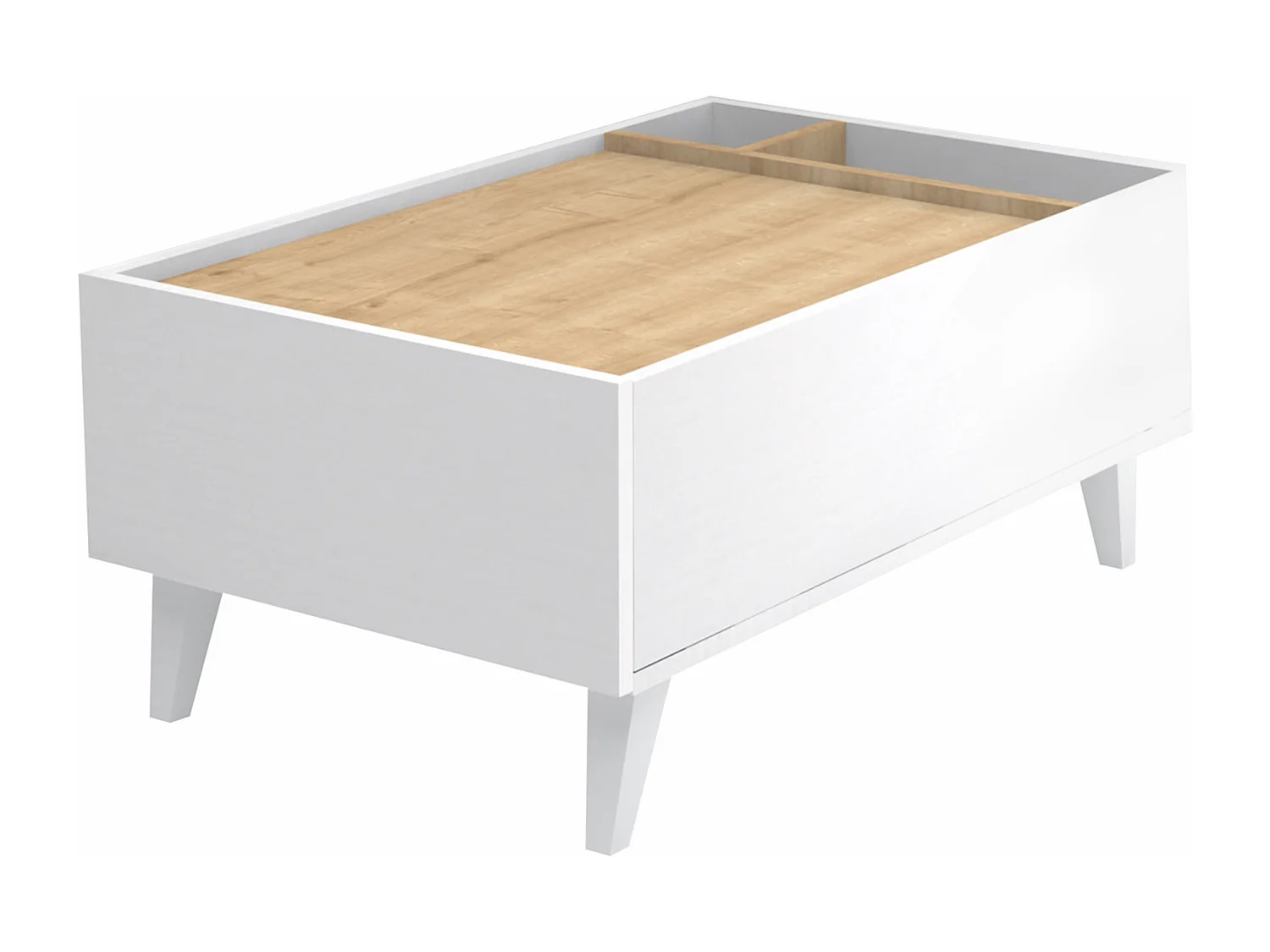 Salontafel met 1 lade en 2 nissen - Naturel en wit - ISALIA