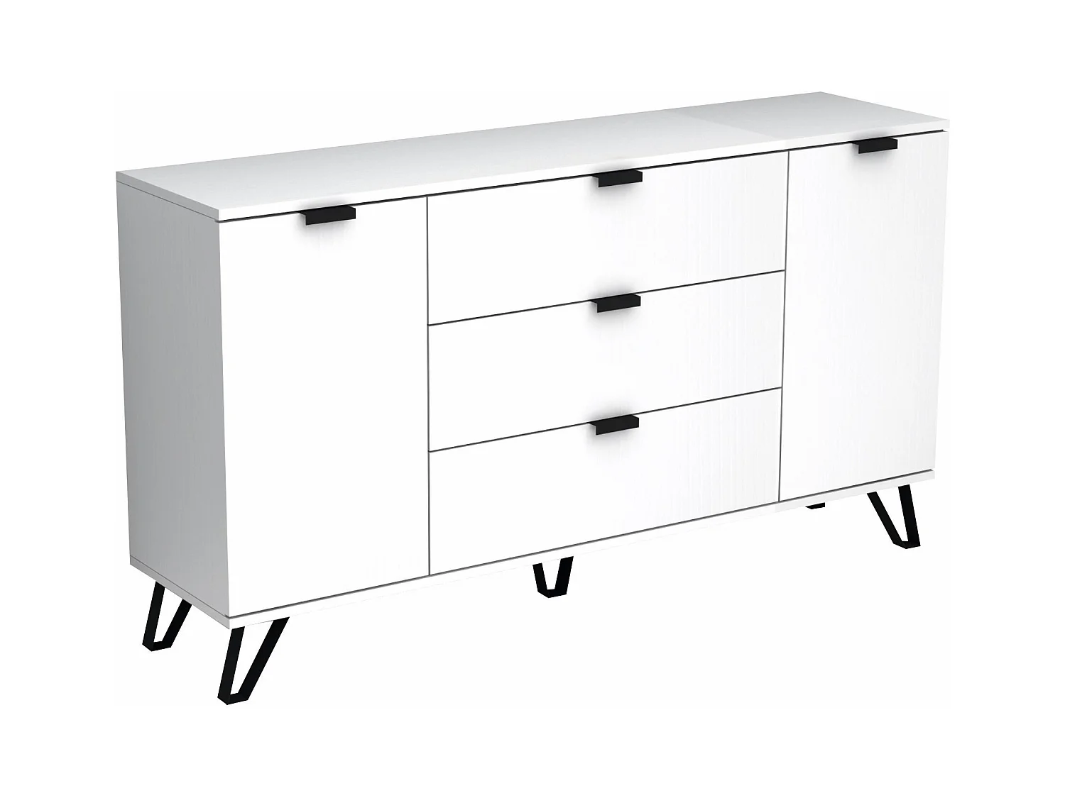 Komoda 2-drzwiowa z 3 szufladami - Biały i czarny - MENODA